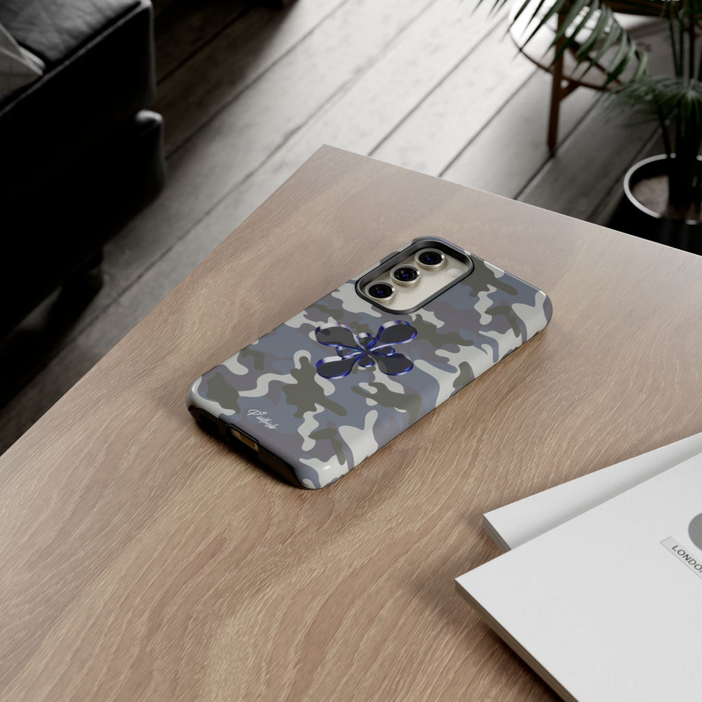Camouflage with Blue Metallic Clover Tough Case