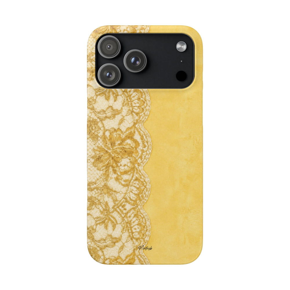 Yellow Vintage Lace Snap Case