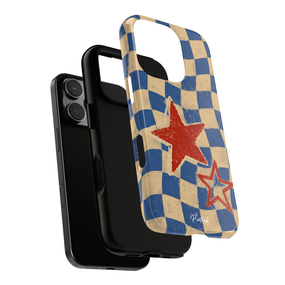 Blue & Cream Retro Star Phone Case