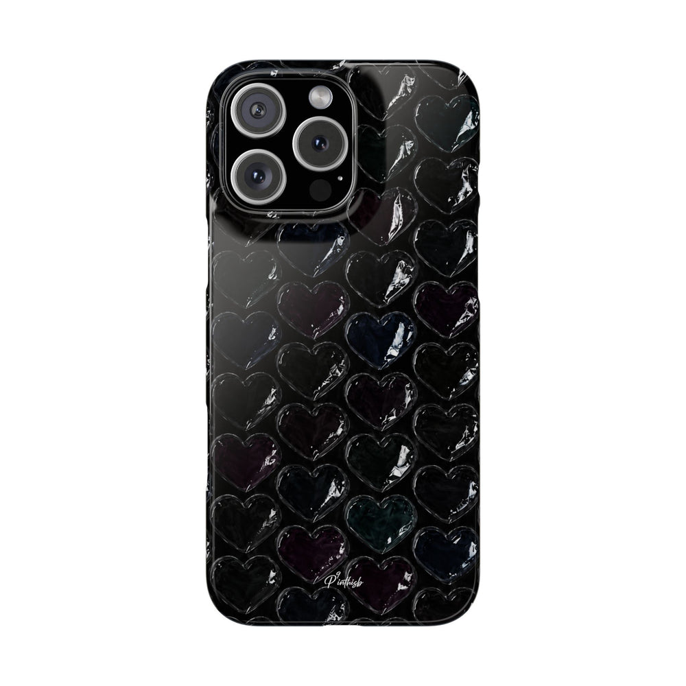 Black Pop Hearts Snap Case