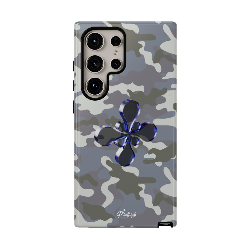 Camouflage with Blue Metallic Clover Tough Case