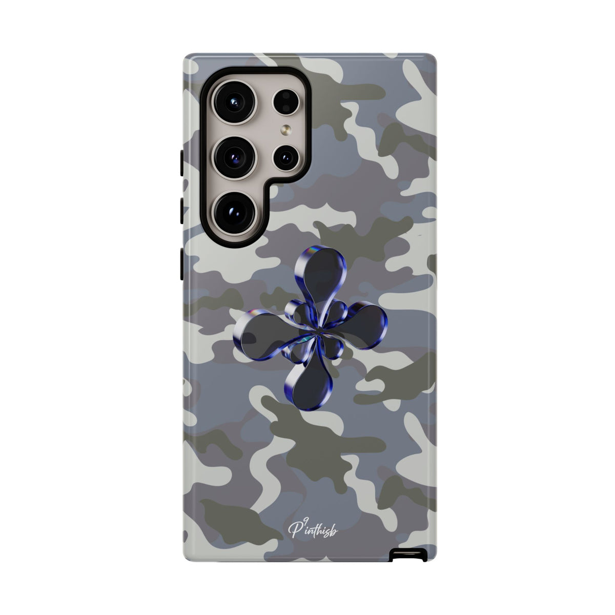 Camouflage with Blue Metallic Clover Tough Case