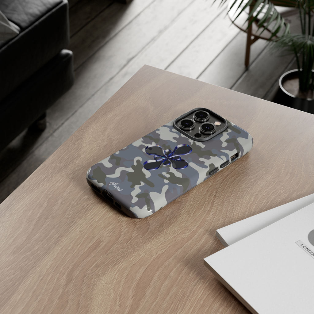 Camouflage with Blue Metallic Clover Tough Case