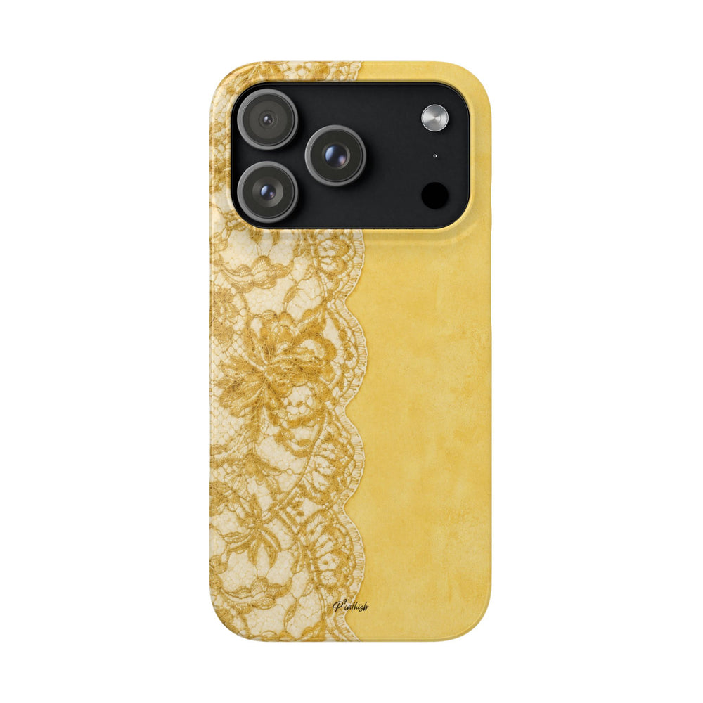 Yellow Vintage Lace Snap Case