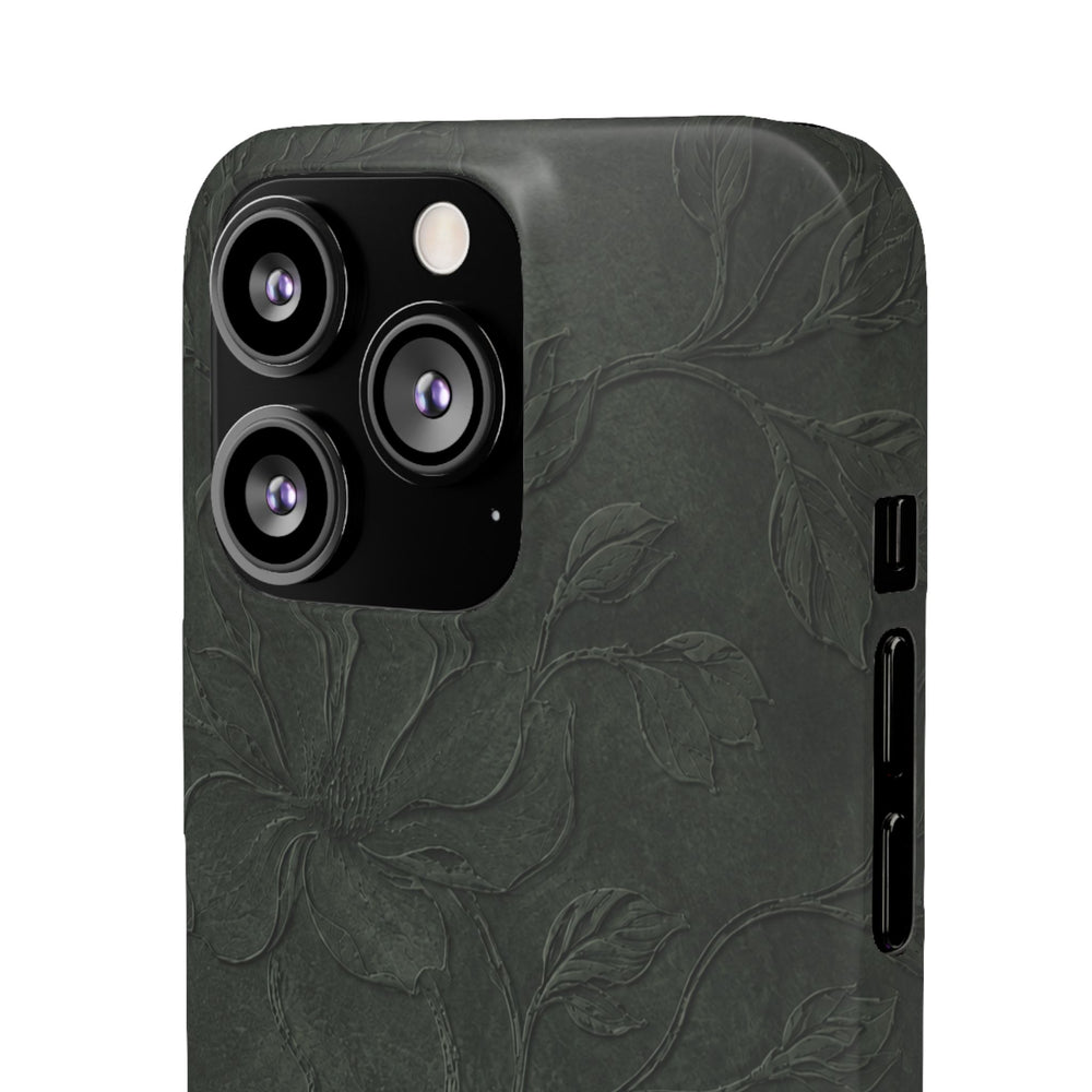 Dark Olive Floral Texture Snap Case
