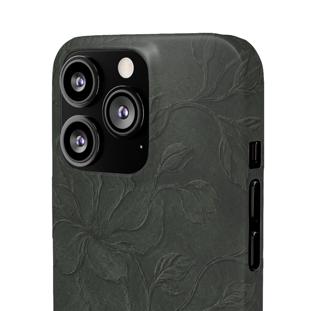 Dark Olive Floral Texture Snap Case