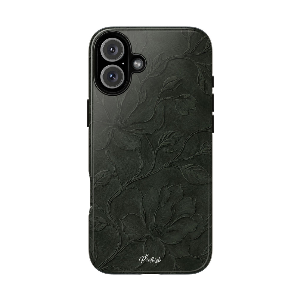 Dark Olive Floral Texture Tough Case