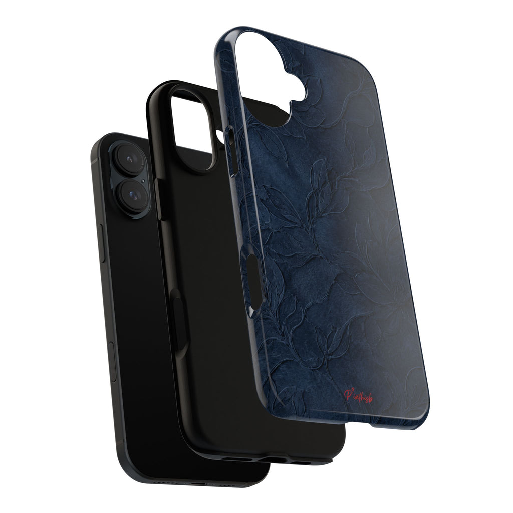 Navy Floral Textured Tough Case