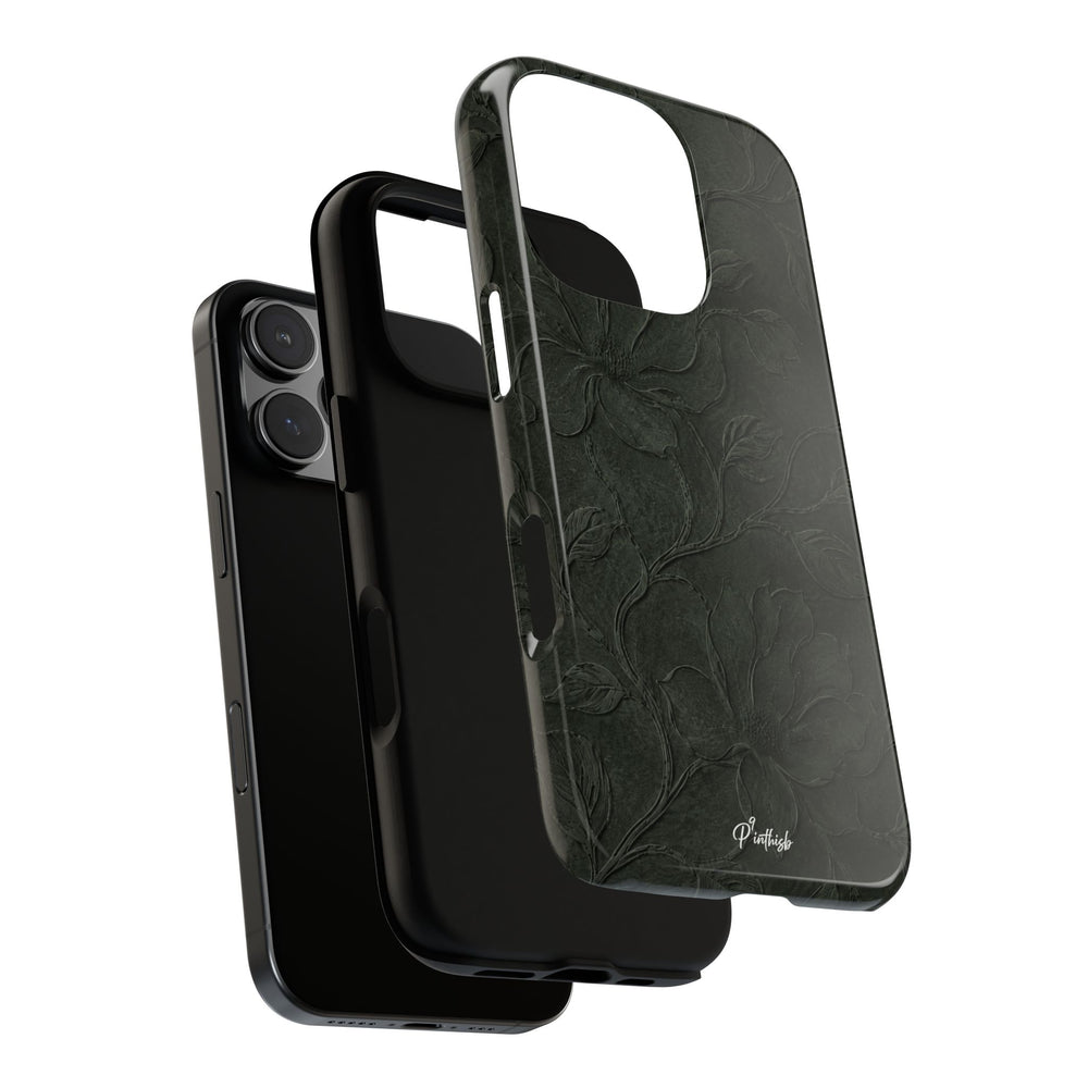 Dark Olive Floral Texture Tough Case