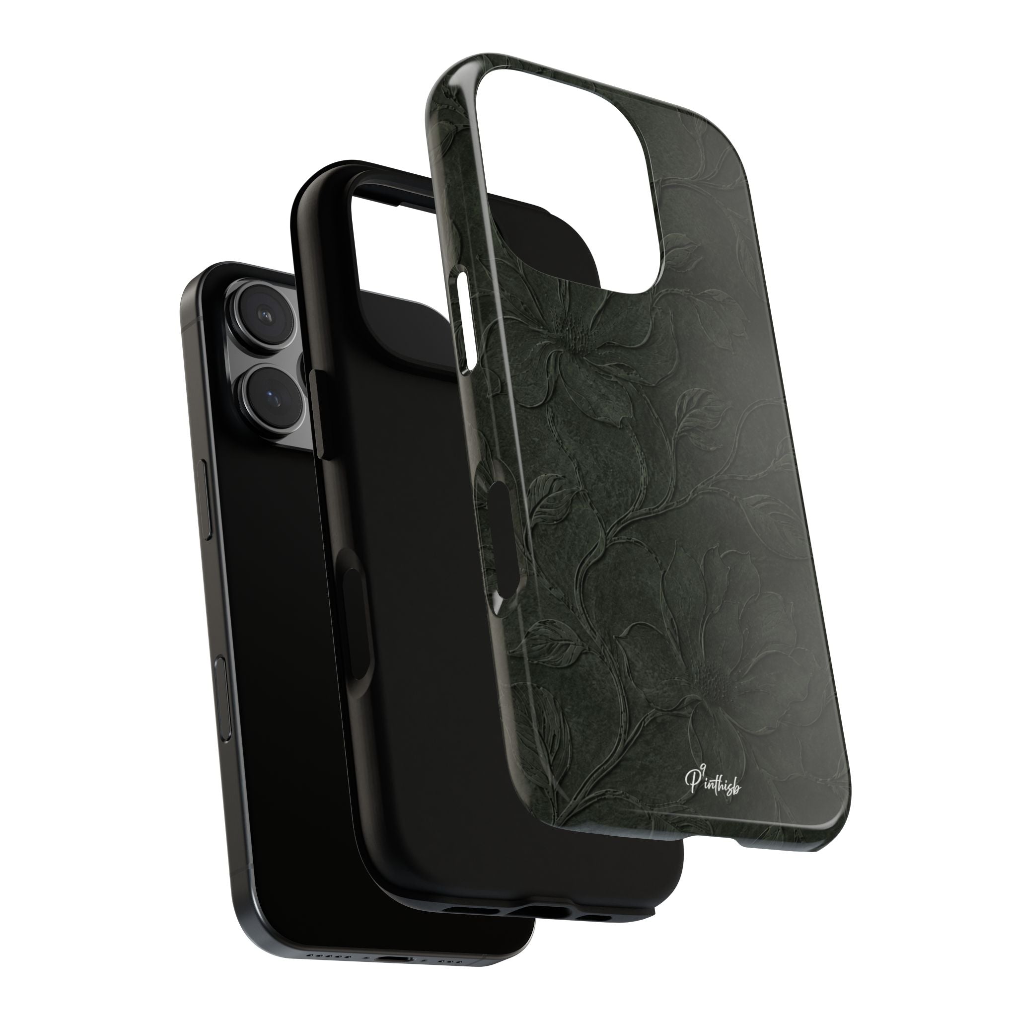 Dark Olive Floral Texture Tough Case