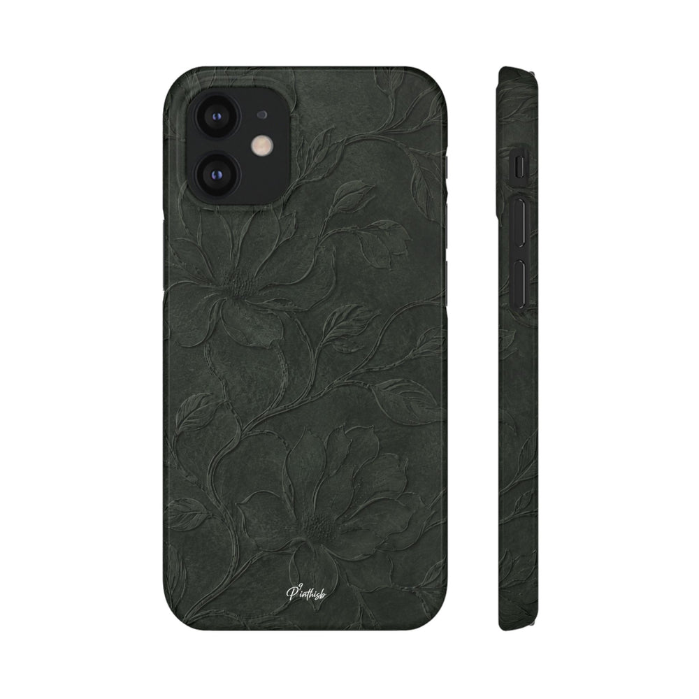Dark Olive Floral Texture Snap Case