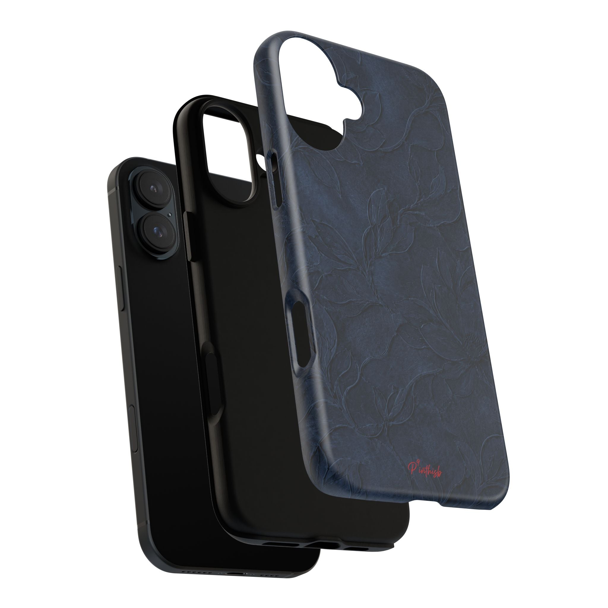 Navy Floral Textured Tough Case