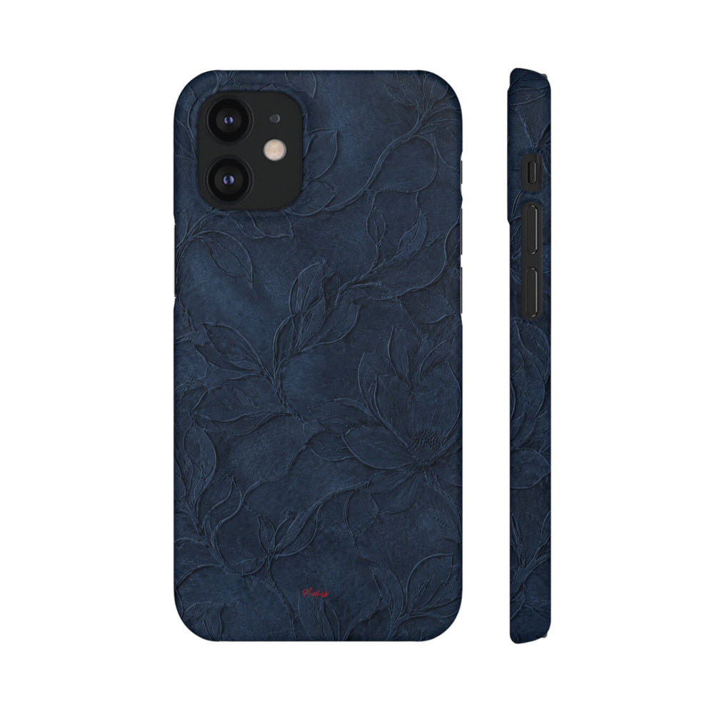 Navy Floral Textured Snap Case