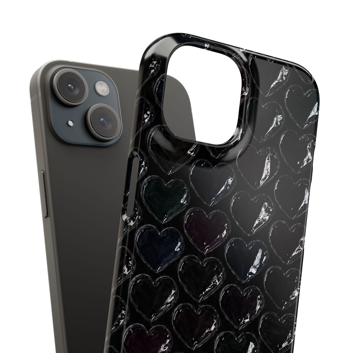 Black Pop Hearts Snap Case