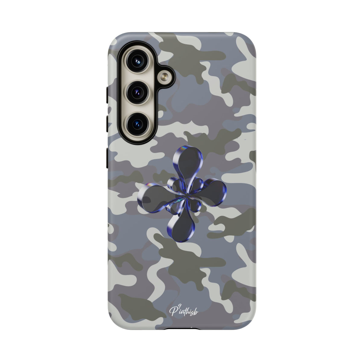 Camouflage with Blue Metallic Clover Tough Case