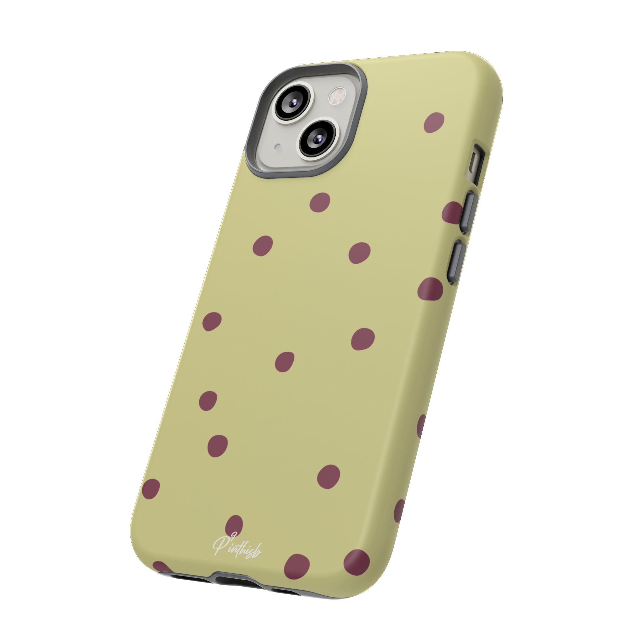 Yellow & Burgundy Polka Dot Tough Phone Case