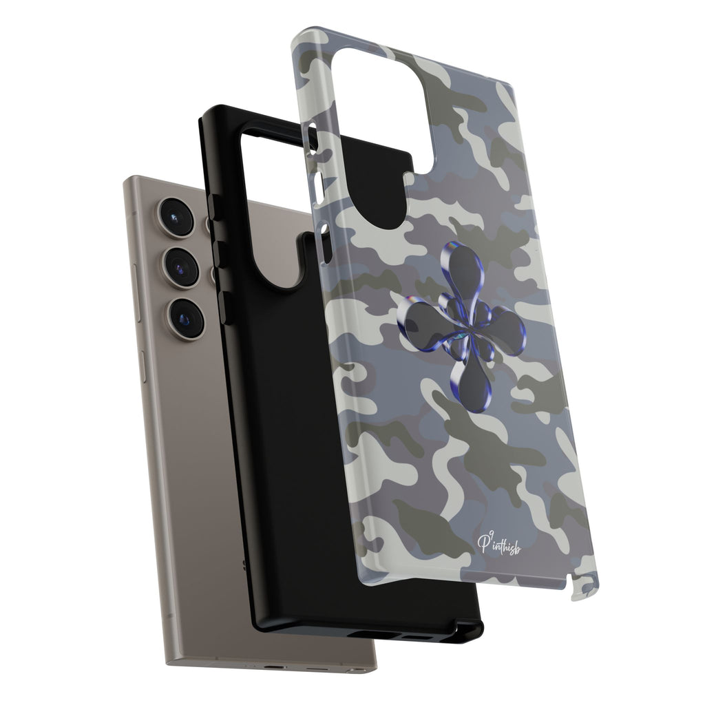 Camouflage with Blue Metallic Clover Tough Case
