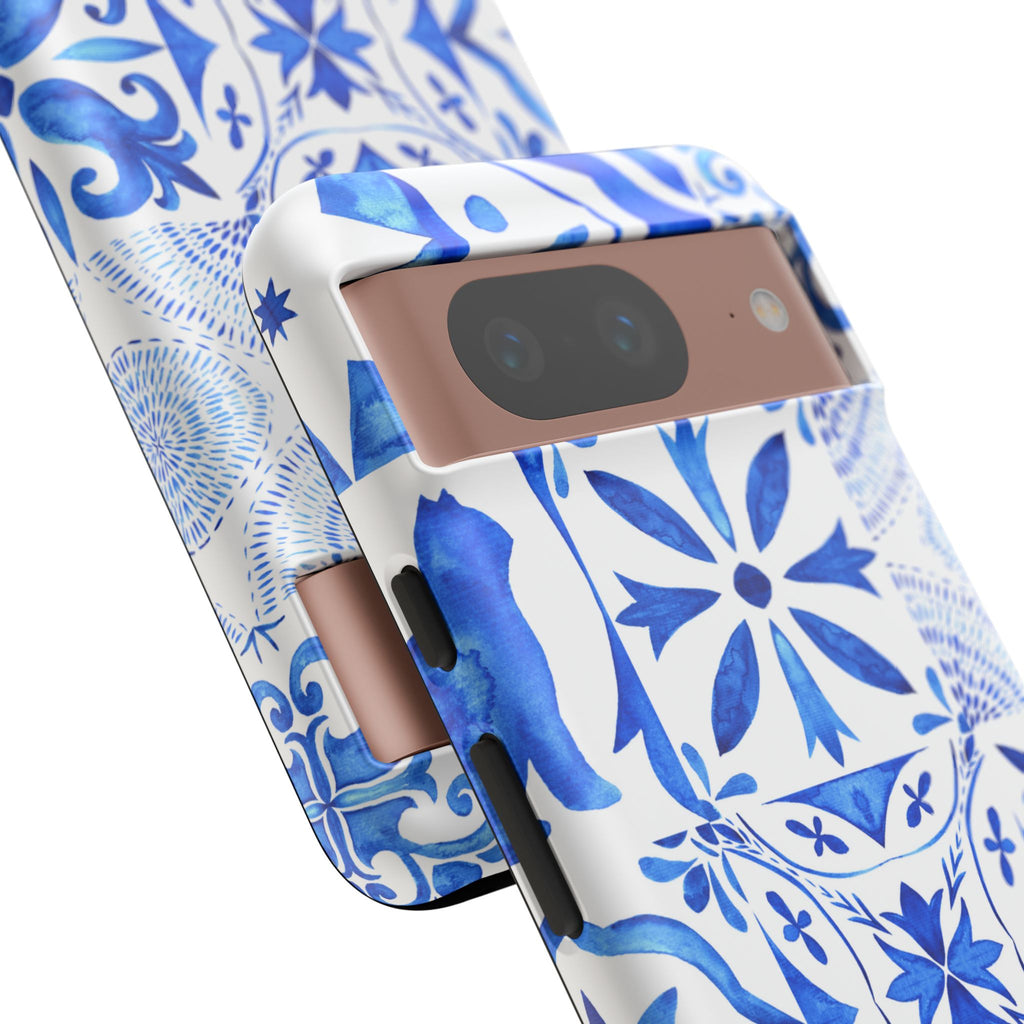 Blue Tile Pattern Tough Phone Case