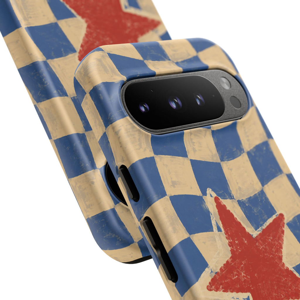 Blue & Cream Retro Star Phone Case