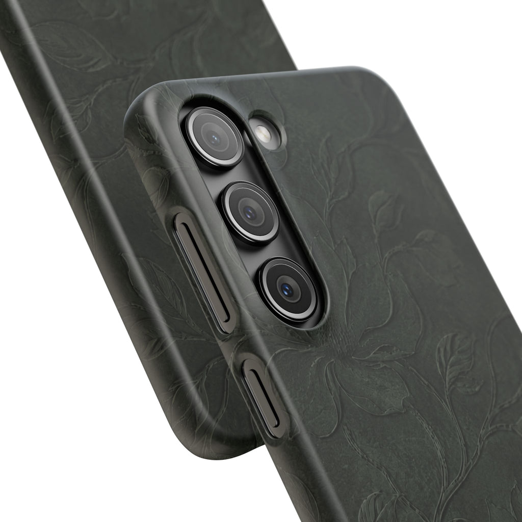 Dark Olive Floral Texture Snap Case