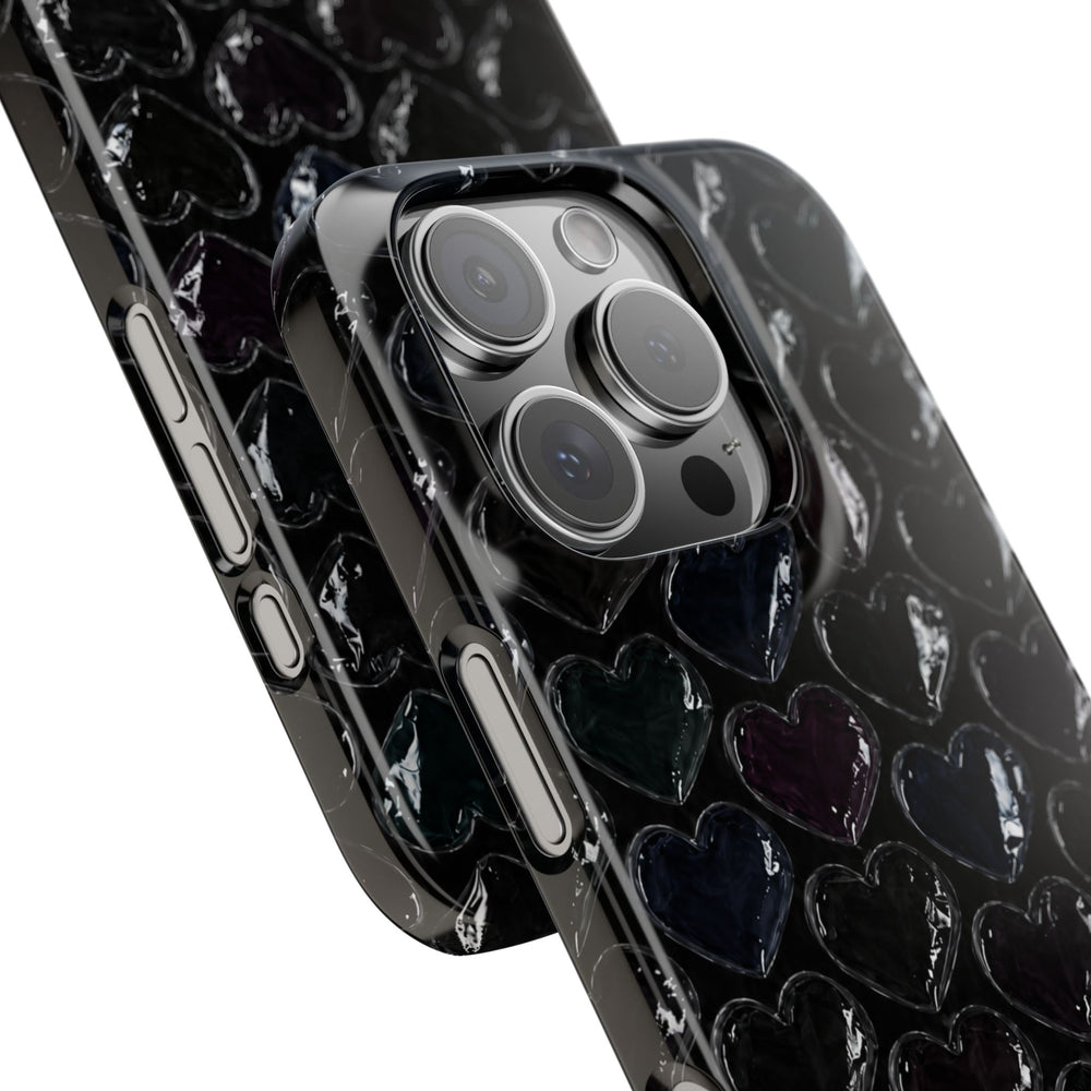 Black Pop Hearts Snap Case