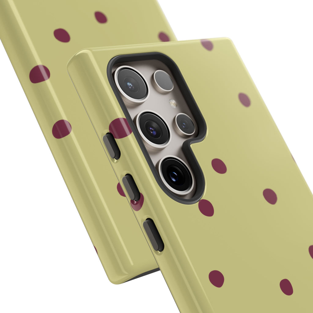 Yellow & Burgundy Polka Dot Tough Phone Case