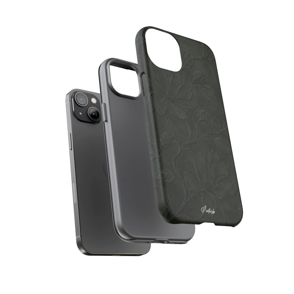 Dark Olive Floral Texture Tough Case