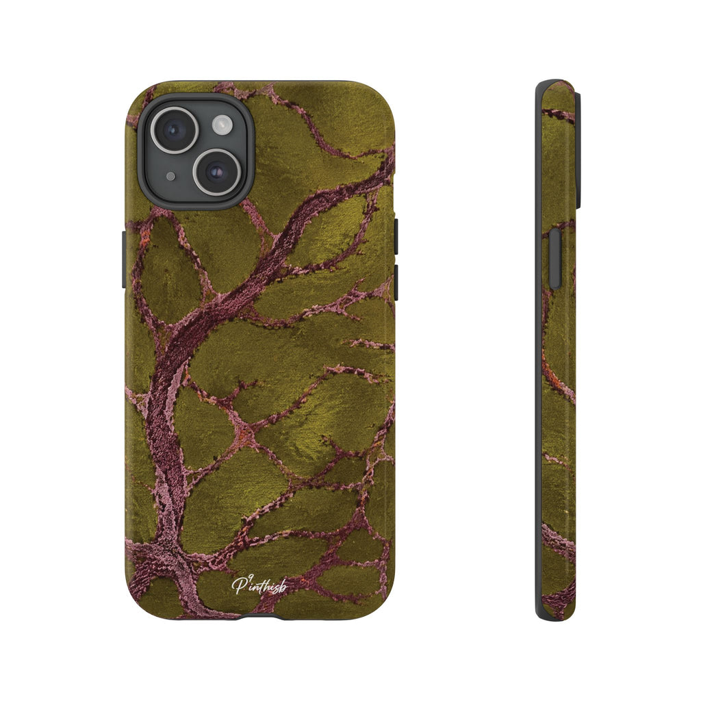 Olive & Rose Gold Tree Pattern Phone Case