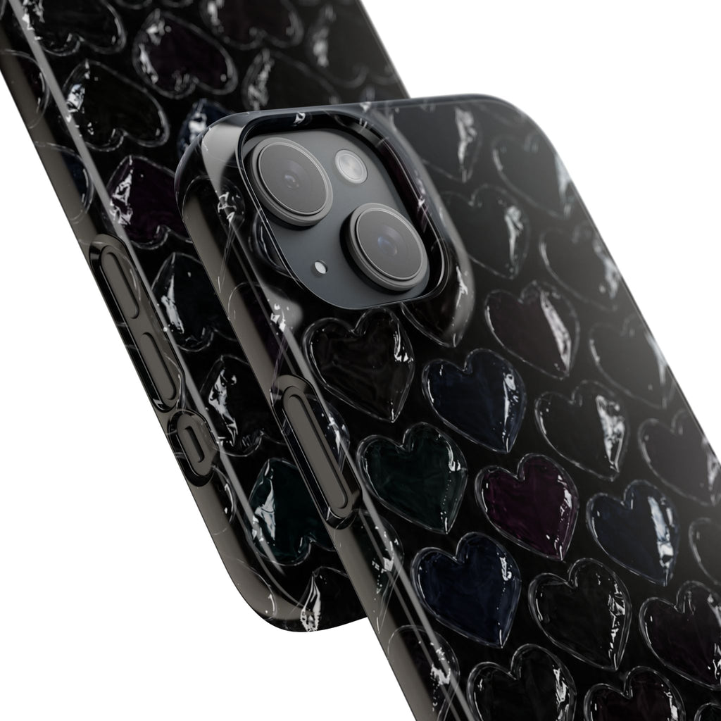 Black Pop Hearts Snap Case