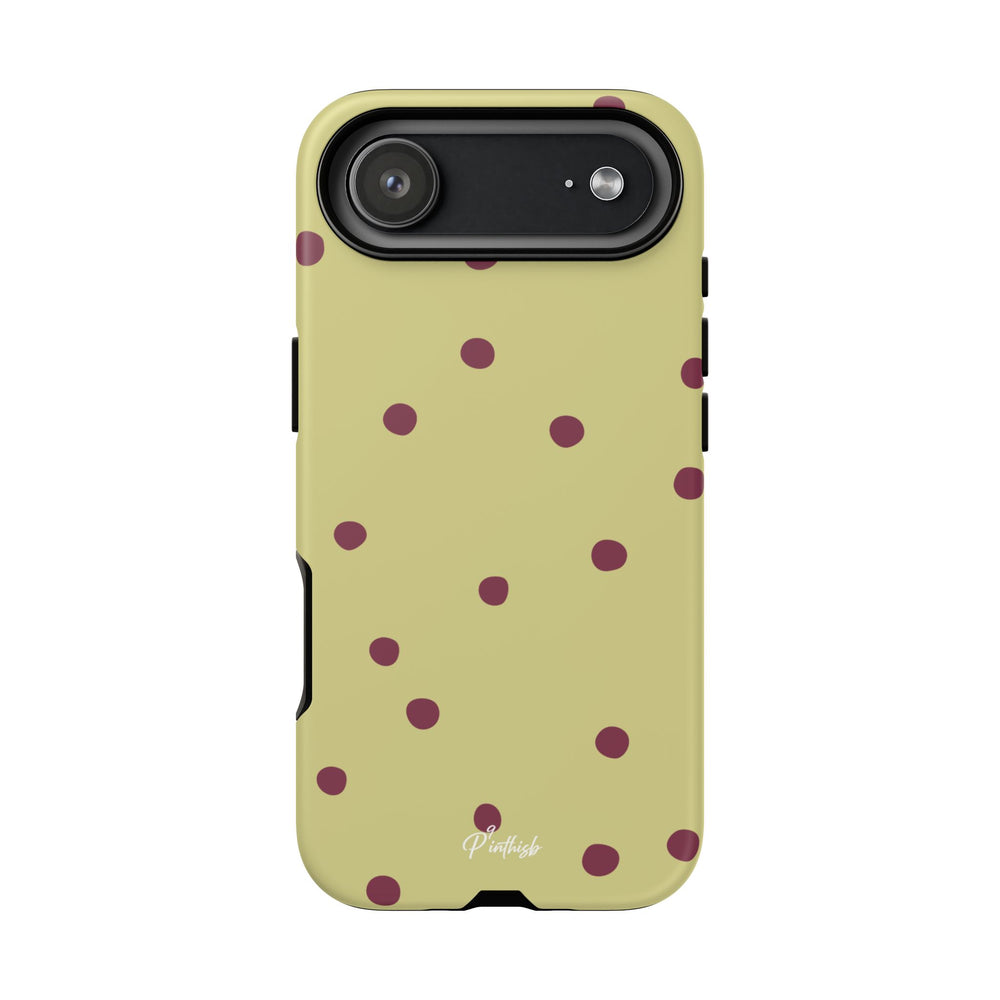 Yellow & Burgundy Polka Dot Tough Phone Case
