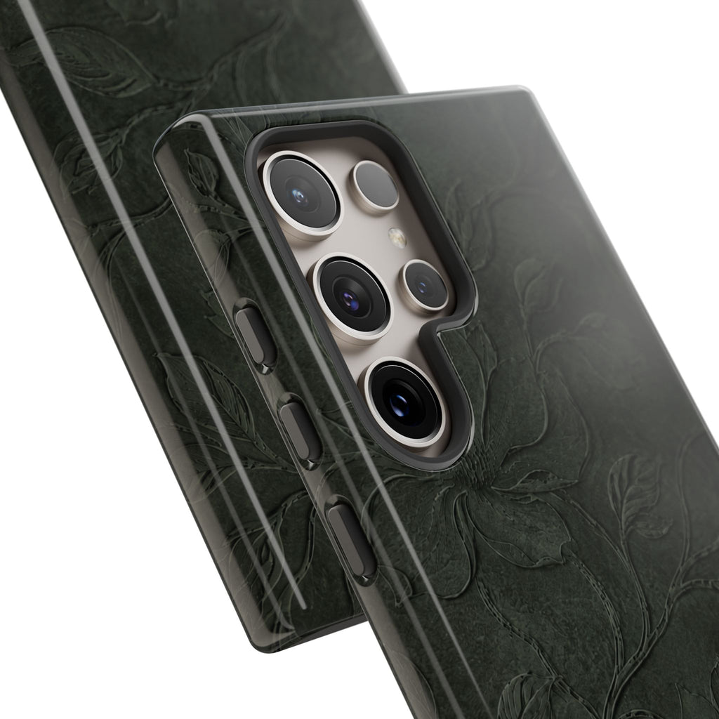 Dark Olive Floral Texture Tough Case