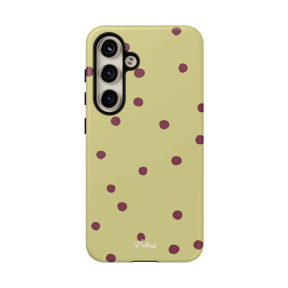 Yellow & Burgundy Polka Dot Tough Phone Case