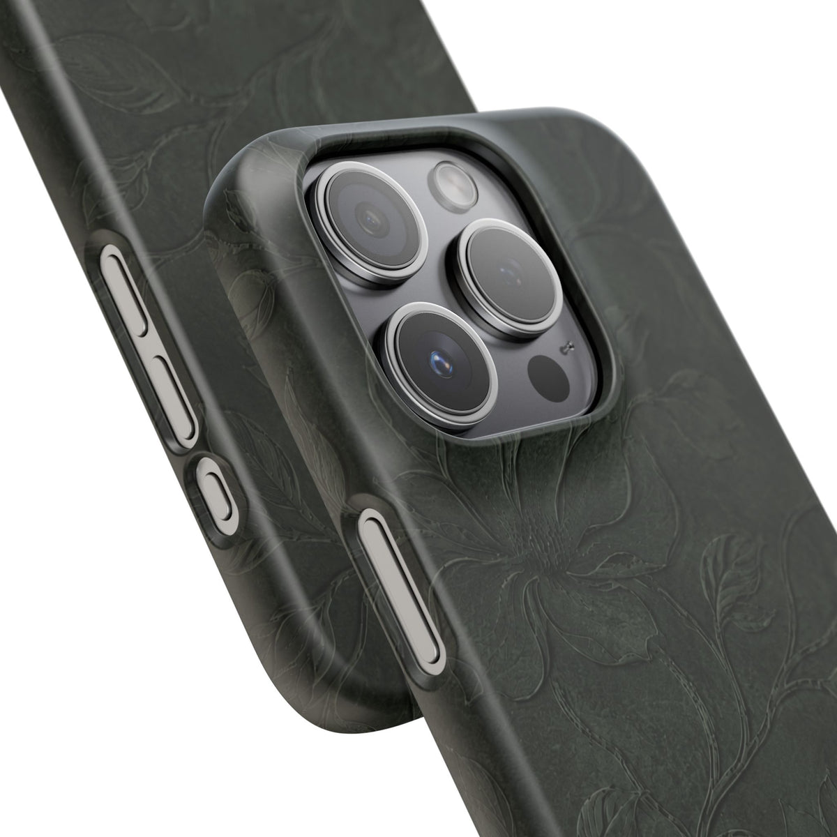 Dark Olive Floral Texture Snap Case