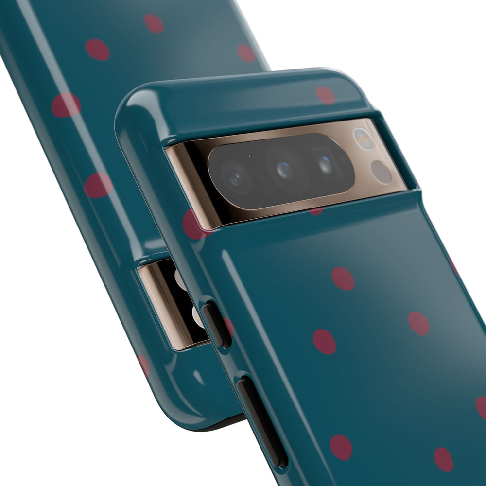 Teal & Burgundy Polka Dot Tough Phone Case