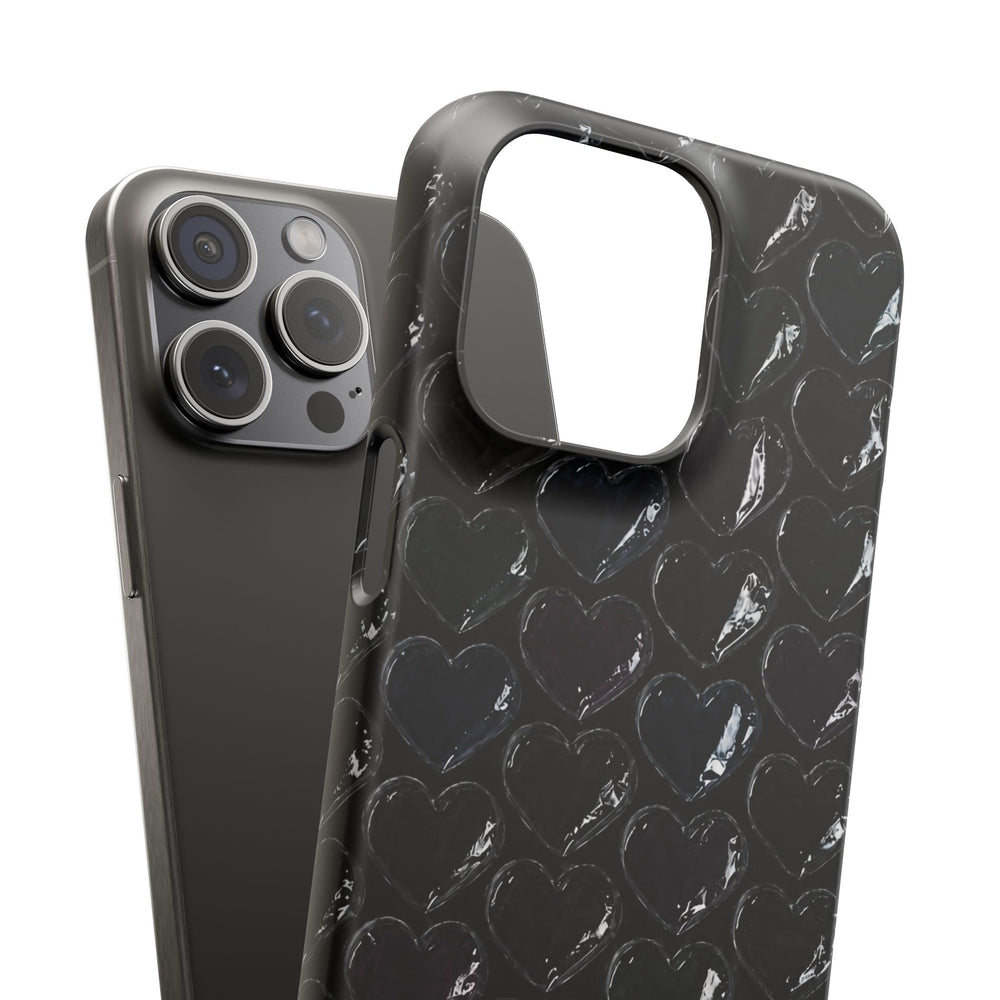 Black Pop Hearts Snap Case