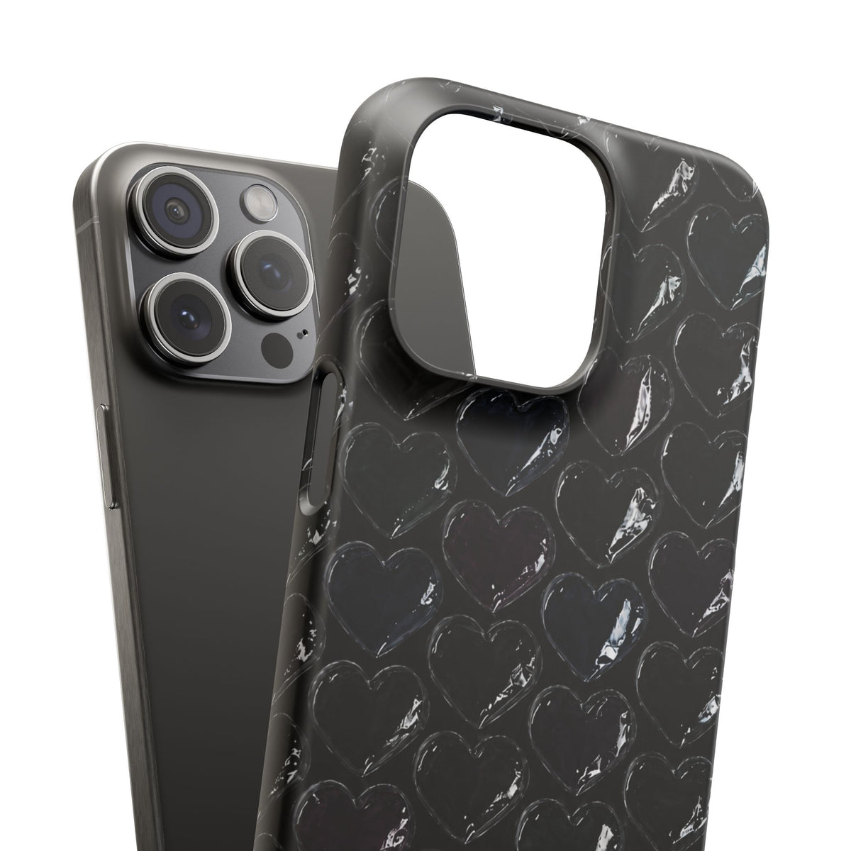 Black Pop Hearts Snap Case