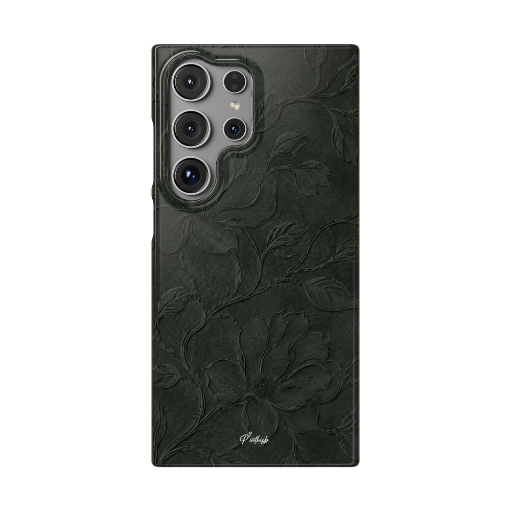 Dark Olive Floral Texture Snap Case