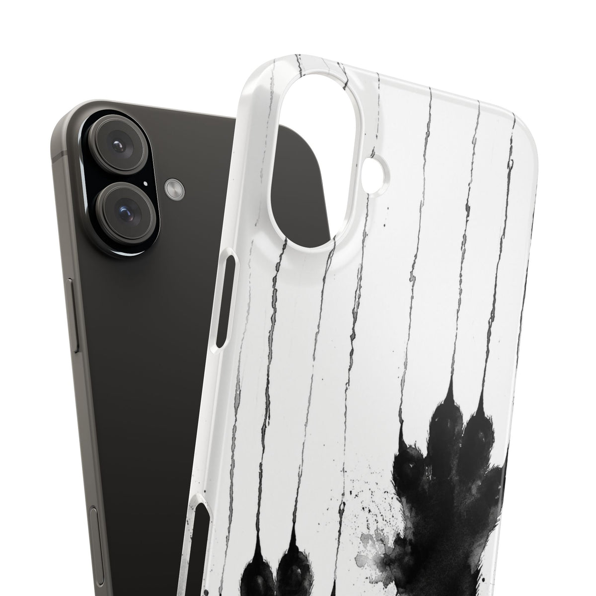 Black Ink Paw Print Snap Case