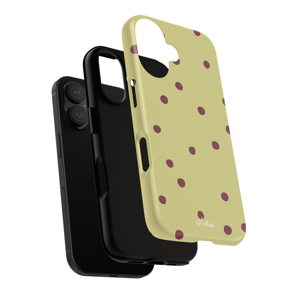 Yellow & Burgundy Polka Dot Tough Phone Case