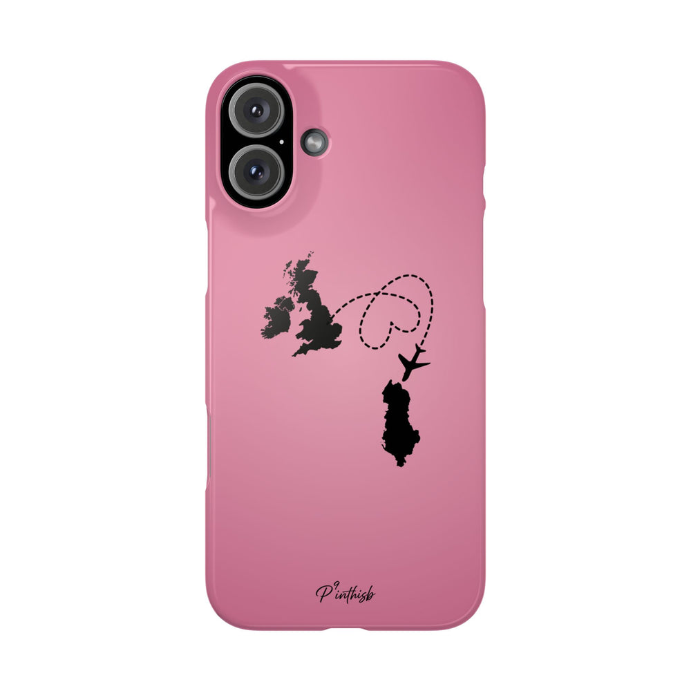 UK to Albania Pink Snap Phone Case