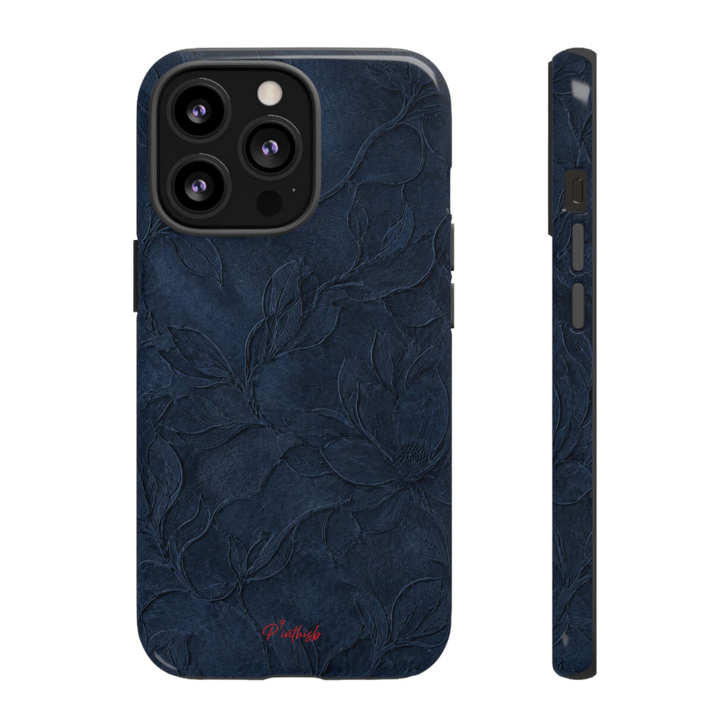 Navy Floral Textured Tough Case
