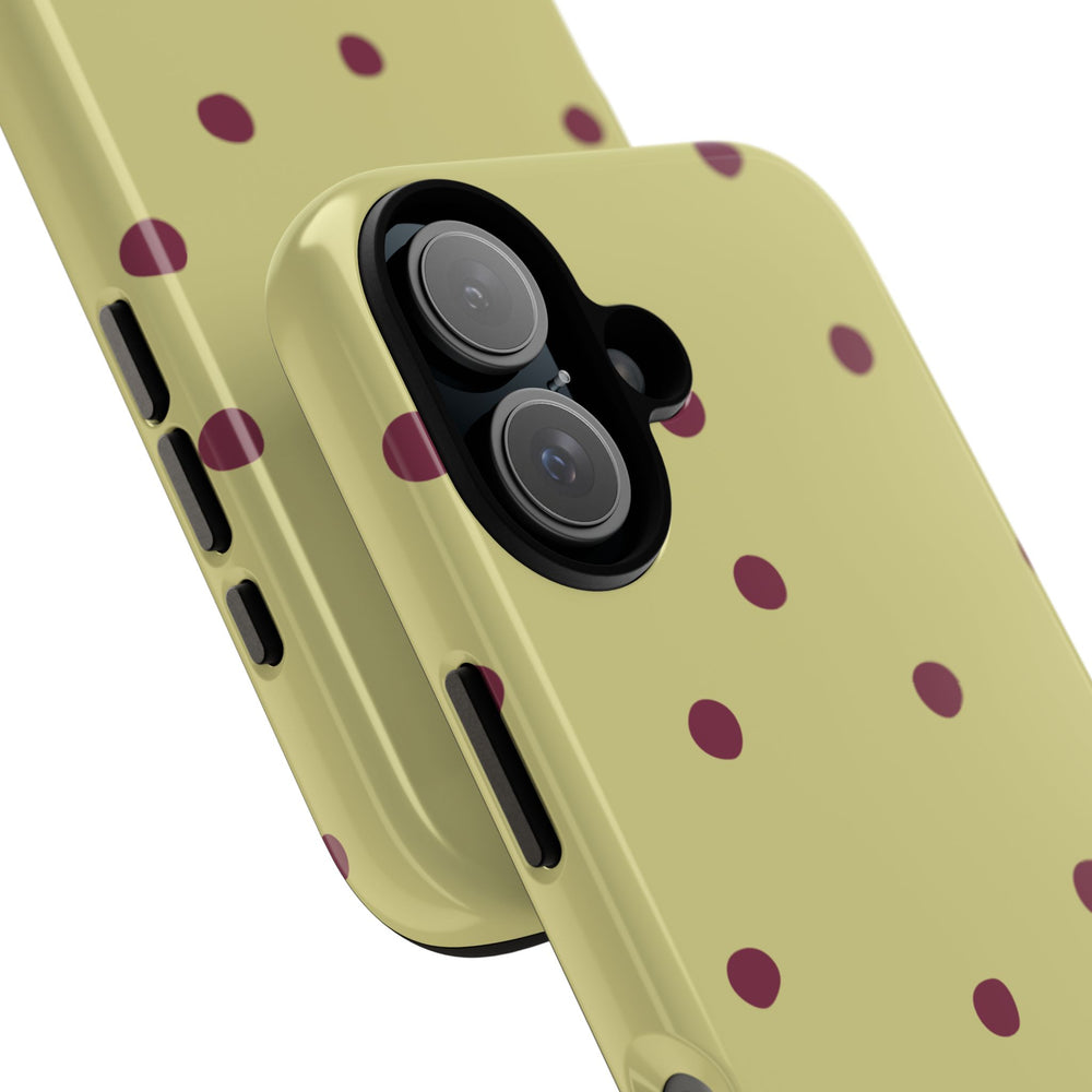 Yellow & Burgundy Polka Dot Tough Phone Case