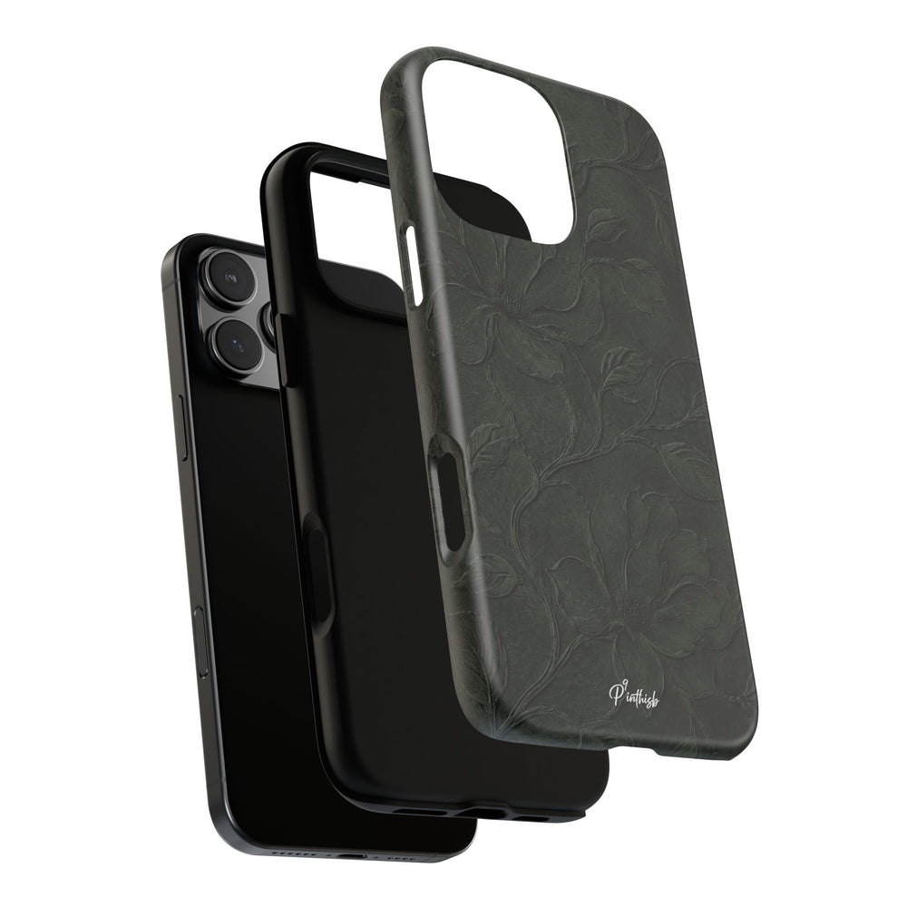 Dark Olive Floral Texture Tough Case