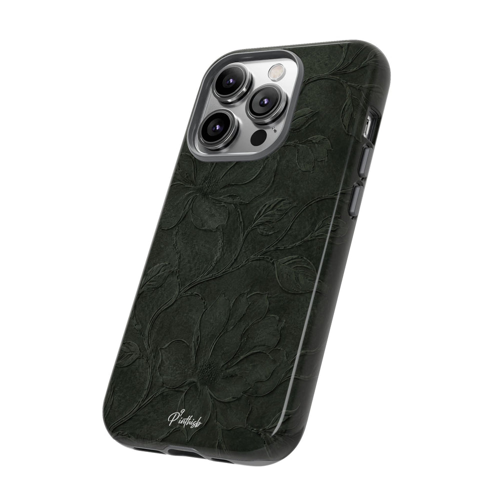 Dark Olive Floral Texture Tough Case