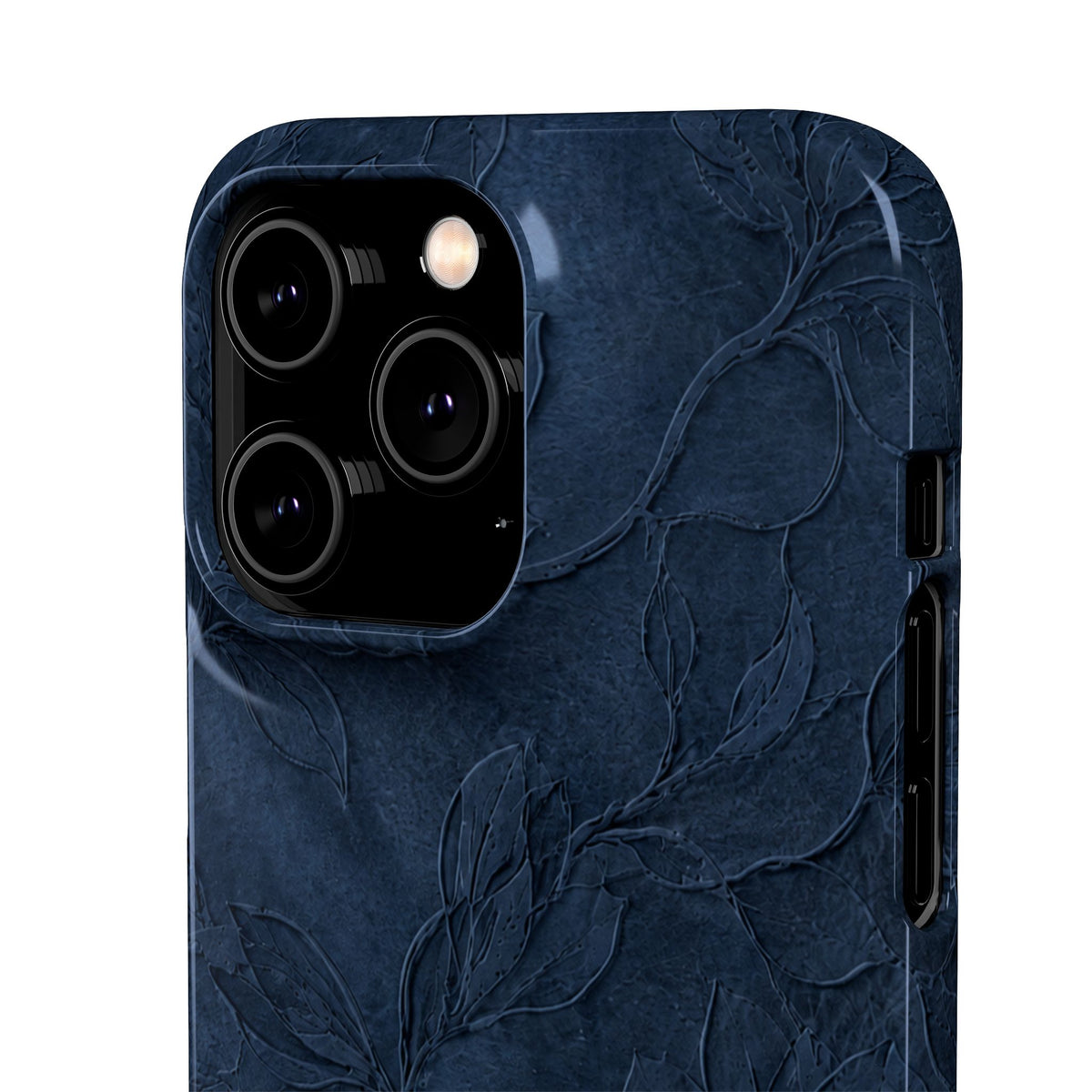 Navy Floral Textured Snap Case