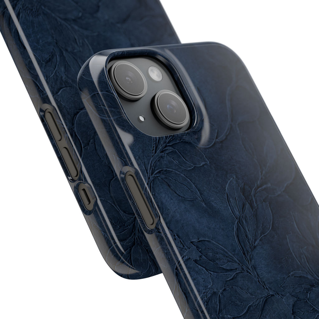 Navy Floral Textured Snap Case