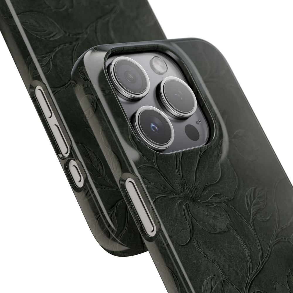 Dark Olive Floral Texture Snap Case