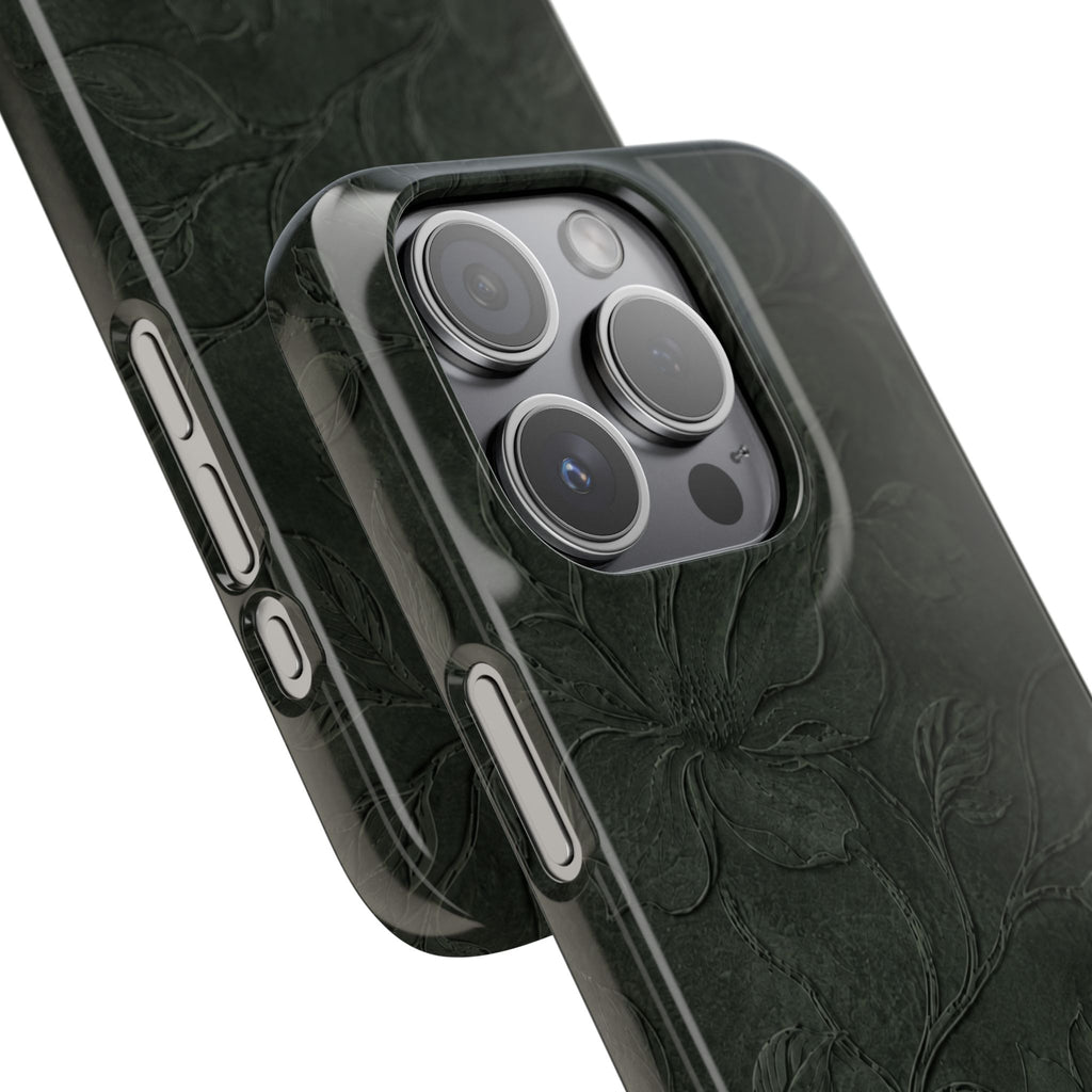Dark Olive Floral Texture Snap Case