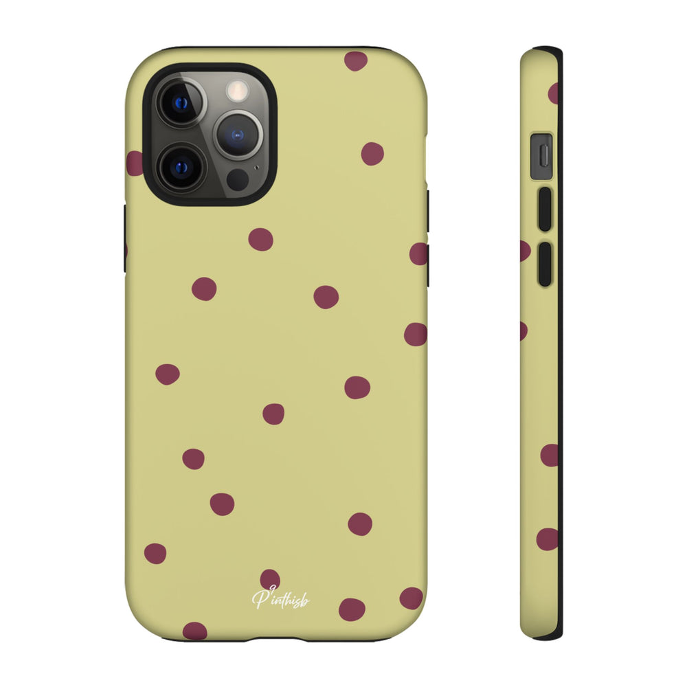 Yellow & Burgundy Polka Dot Tough Phone Case