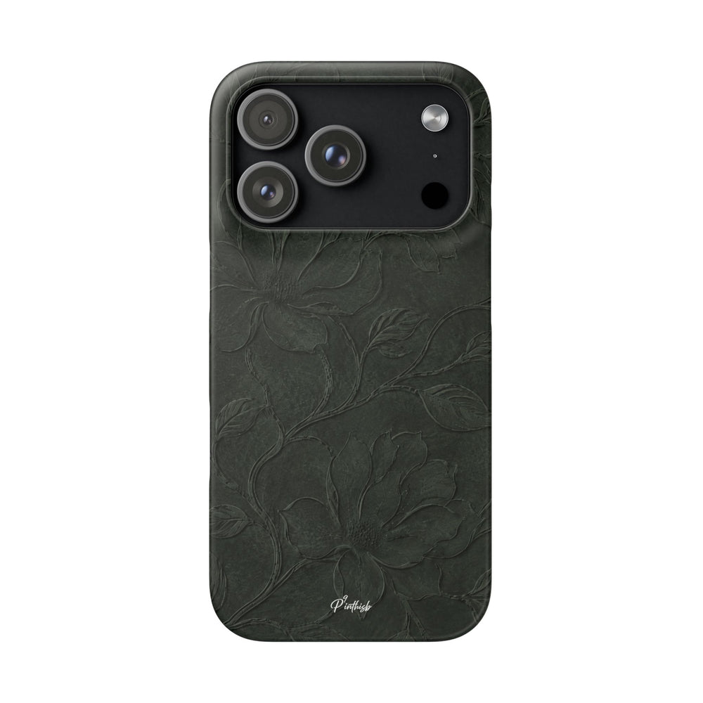 Dark Olive Floral Texture Snap Case
